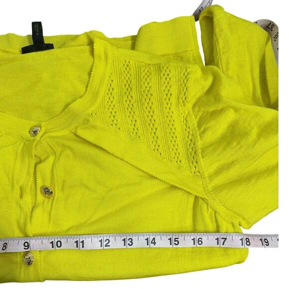 Escada Chartreuse Button Front Knit Cardigan Size L Made in Italy - Picture 8 of 13